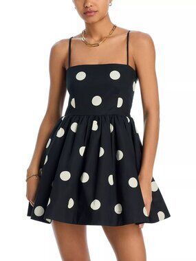 395$ Ciao Lucia Nadine Polka Dot Strappy Mini Skirt Dress Size XL Black